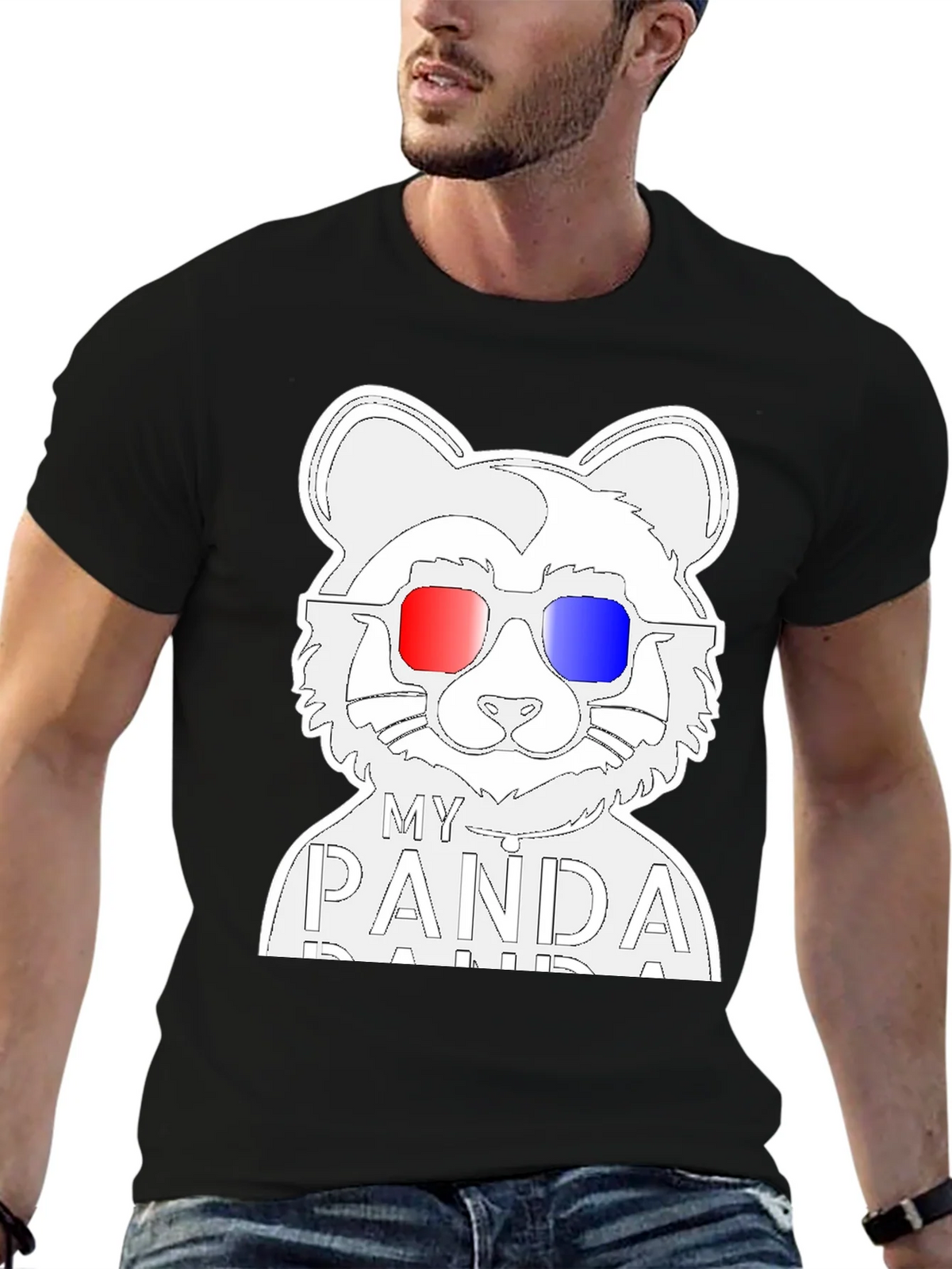 My Panda T-Shirt - Black Crew Neck Tee with Cool Design product image 6