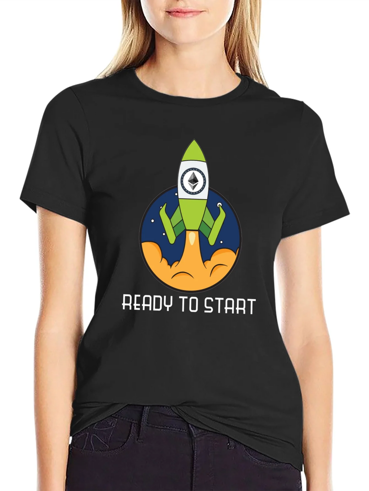 Ethereum Rocket Black T-Shirt - Ready to Start! product image 2