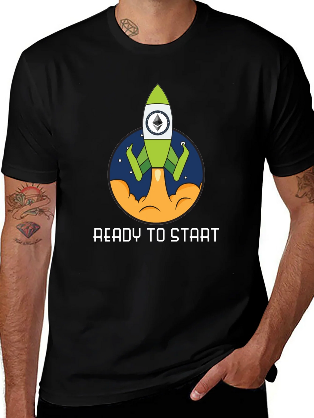 Ethereum Rocket Black T-Shirt - Ready to Start! product image 1