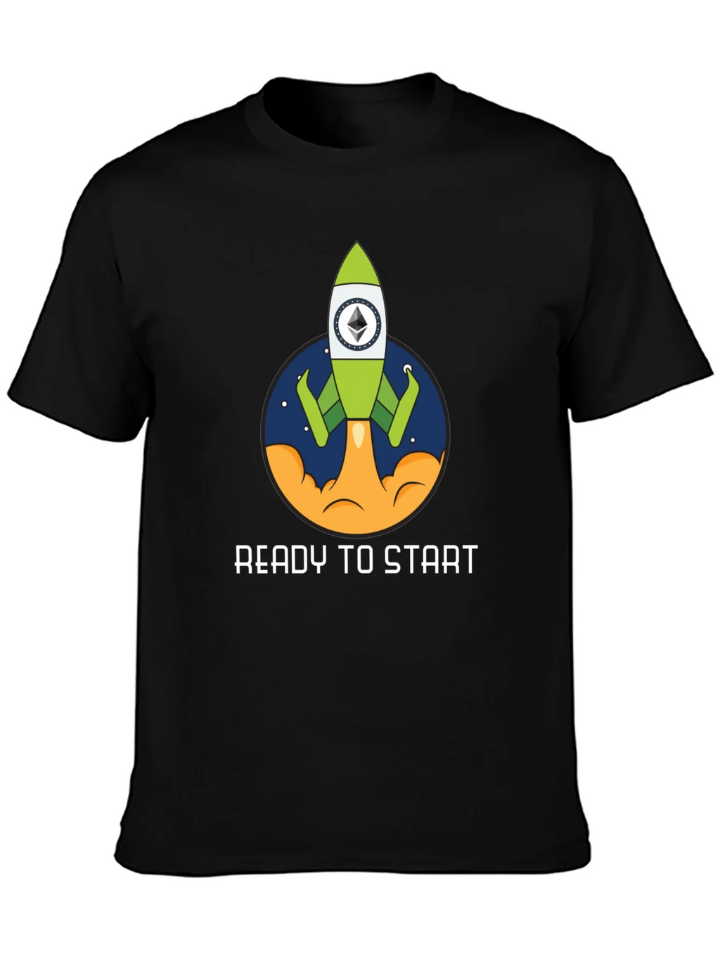 Ethereum Rocket Black T-Shirt - Ready to Start! product image 3