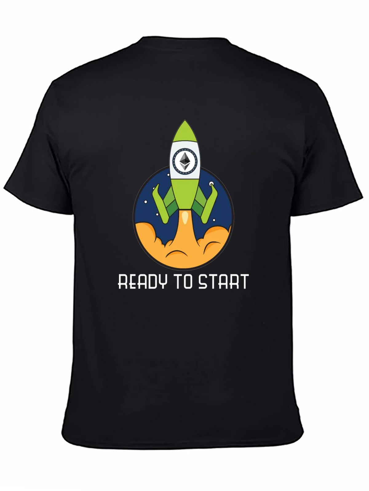 Ethereum Rocket Black T-Shirt - Ready to Start! product image 4