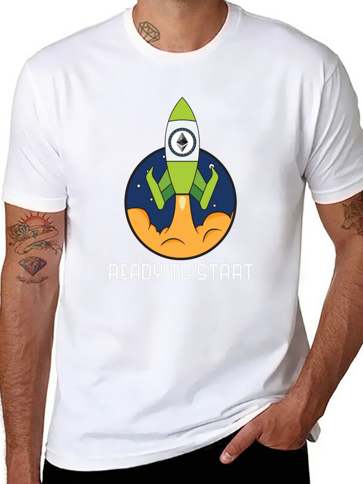 Ethereum Rocket Black T-Shirt - Ready to Start! product image 7
