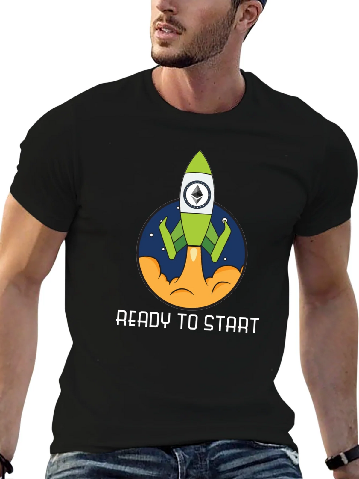 Ethereum Rocket Black T-Shirt - Ready to Start! product image 6