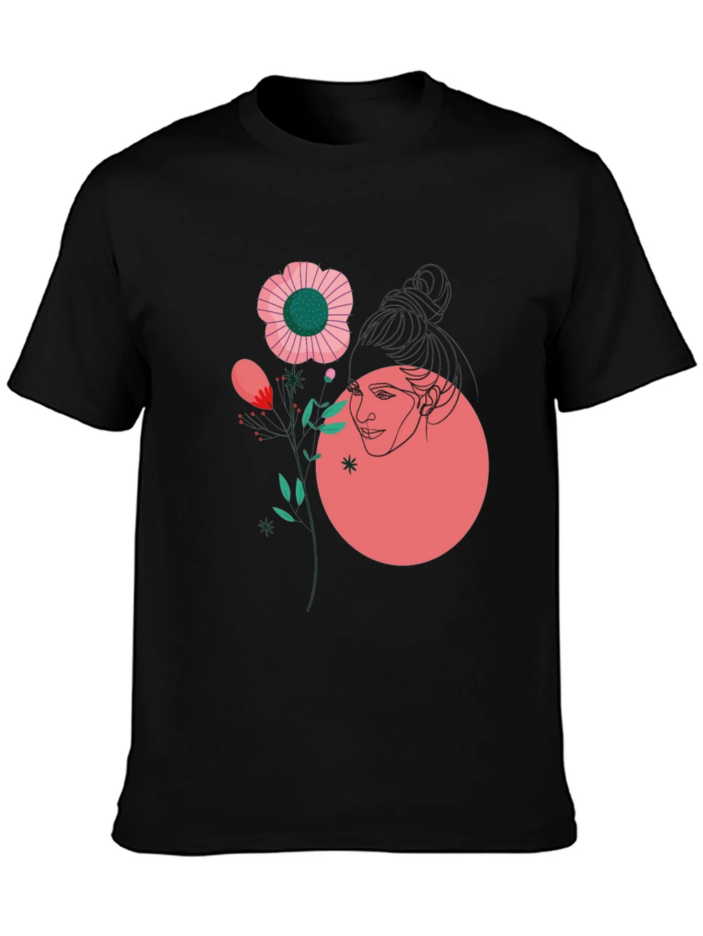 Abstract Floral Graphic Tee - Black product image 3