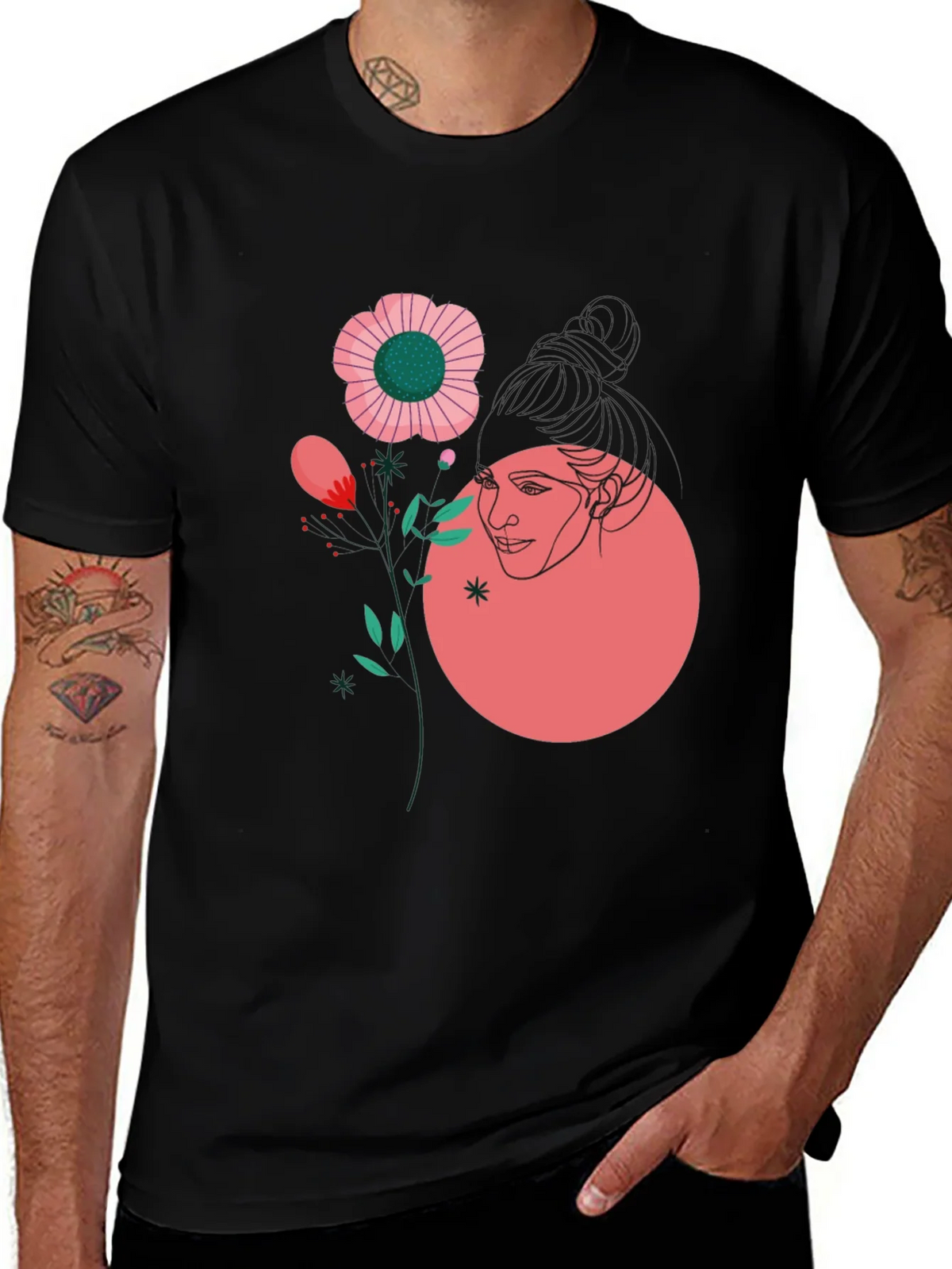 Abstract Floral Graphic Tee - Black product image 1