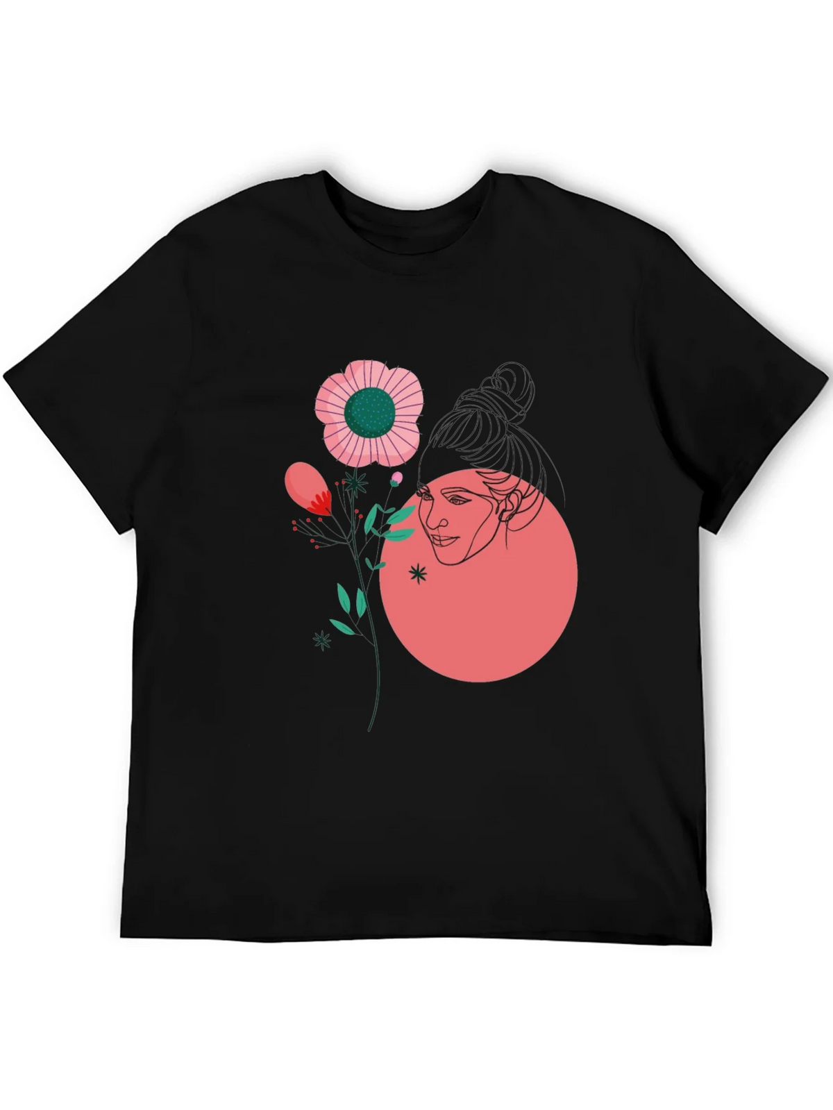Abstract Floral Graphic Tee - Black product image 5