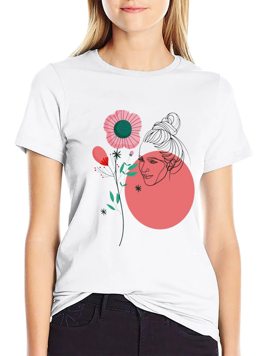 Abstract Floral Graphic Tee - Black product image 8