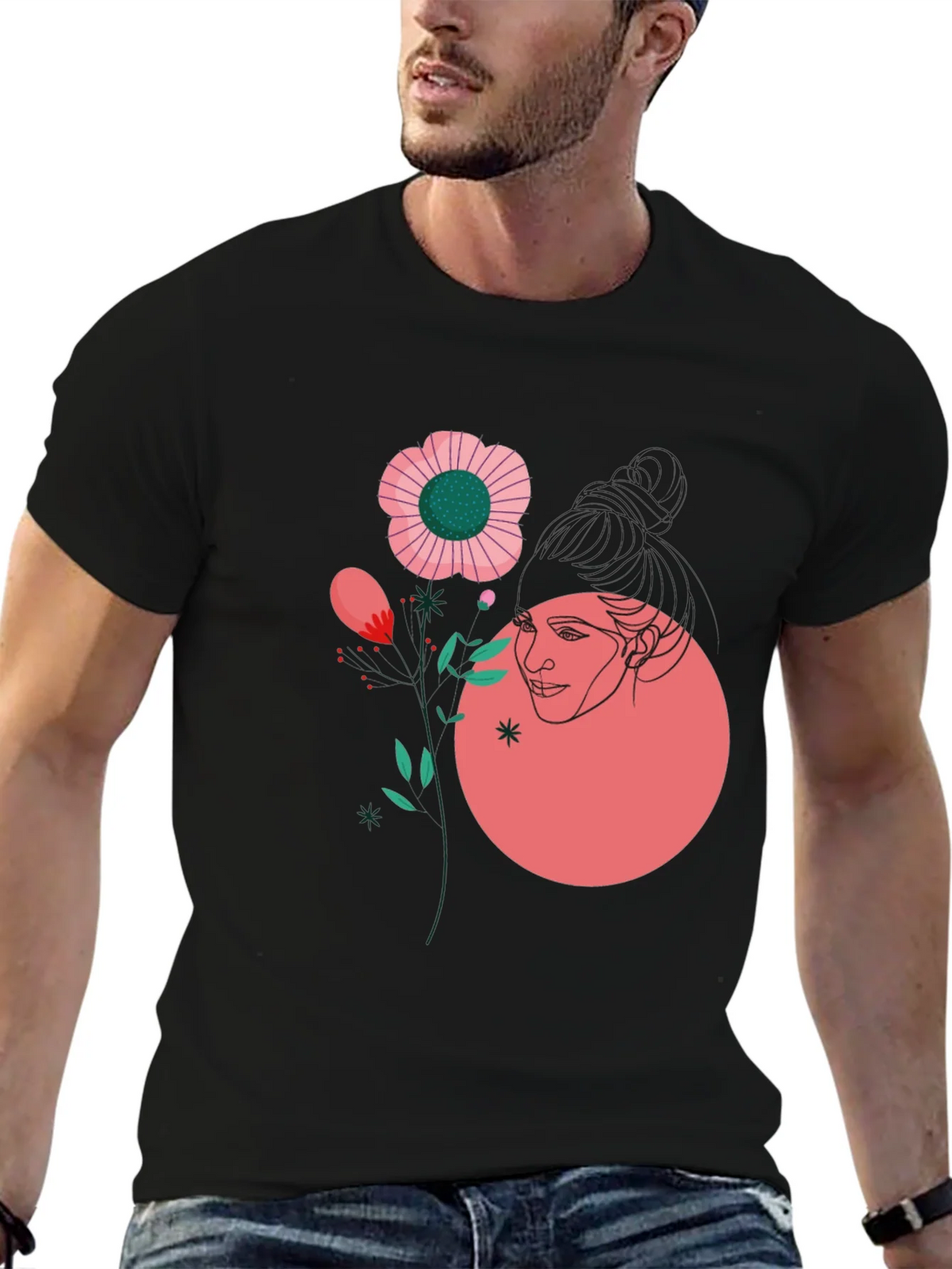 Abstract Floral Graphic Tee - Black product image 6
