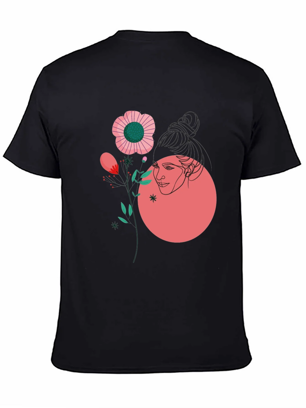 Abstract Floral Graphic Tee - Black product image 4