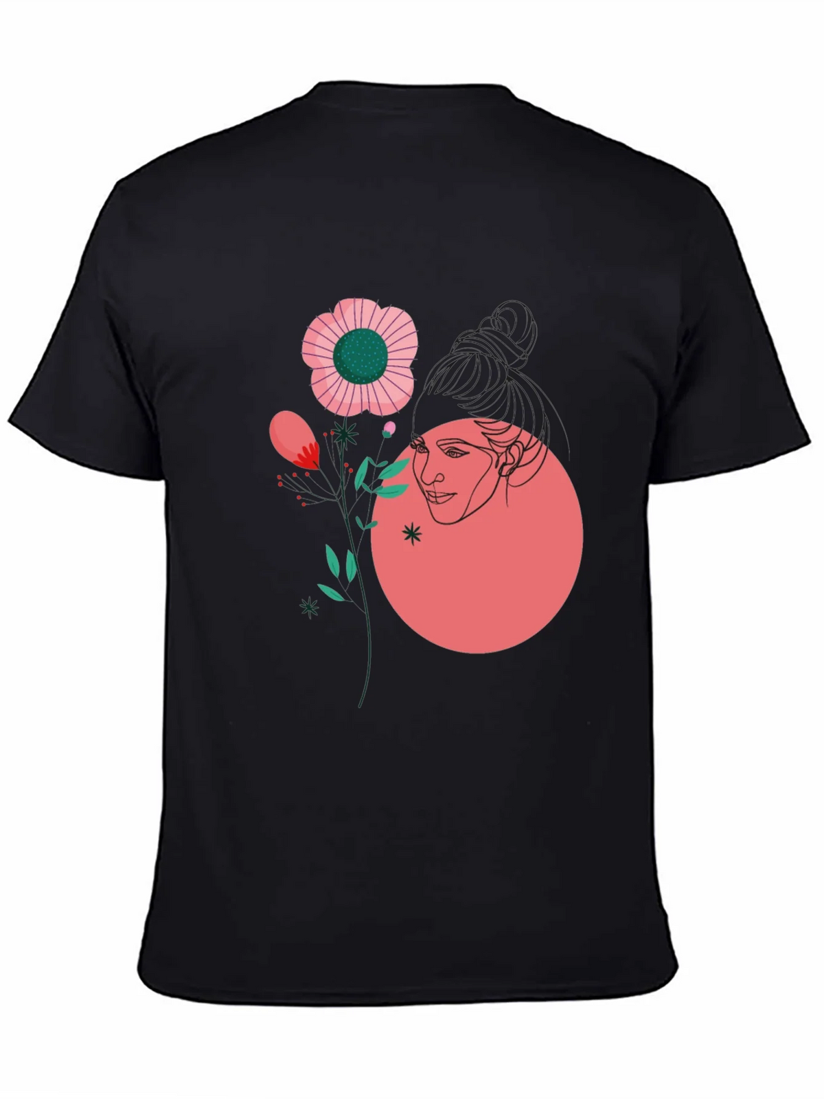 Abstract Floral Graphic Tee - Black product image 4