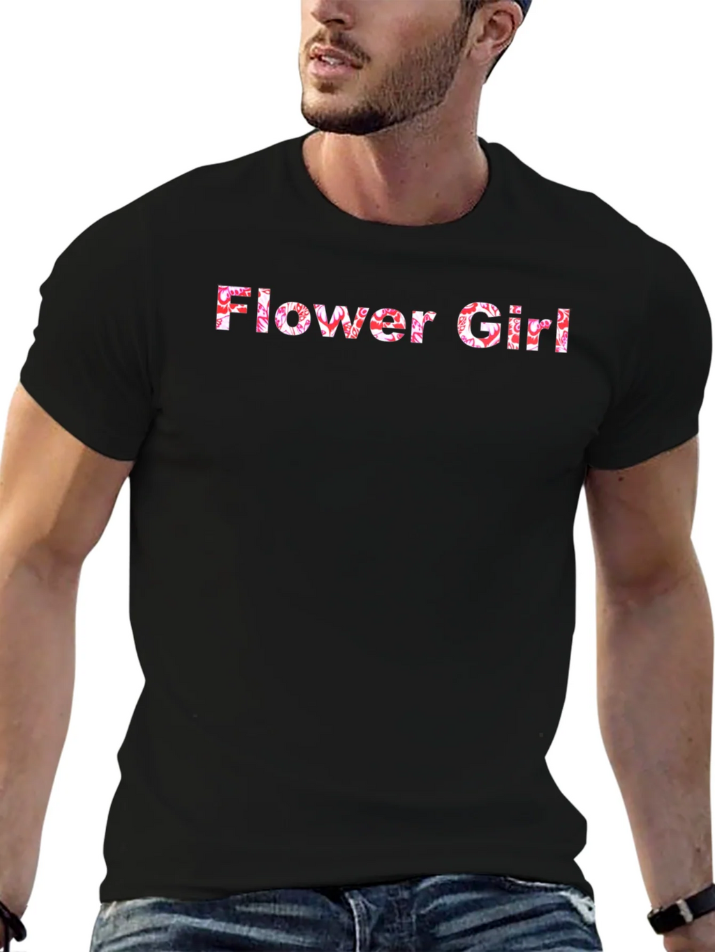 Flower Girl Floral Graphic Black T-Shirt product image 6