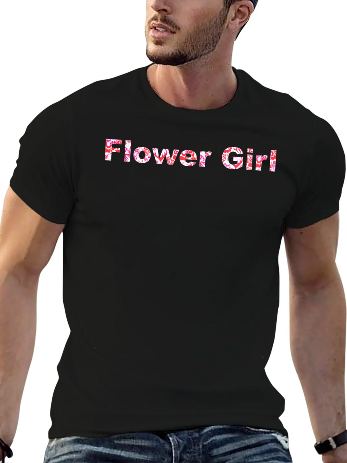 Flower Girl Floral Graphic Black T-Shirt product image 6