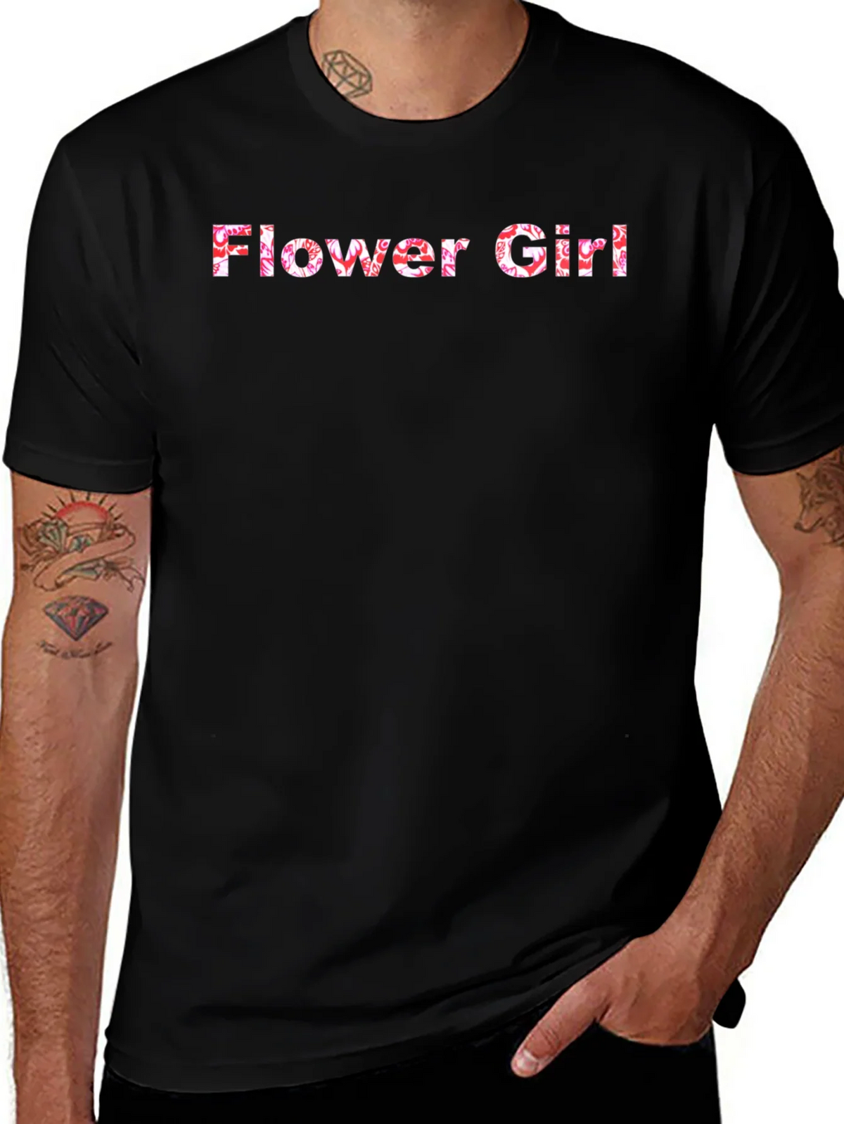Flower Girl Floral Graphic Black T-Shirt product image 1