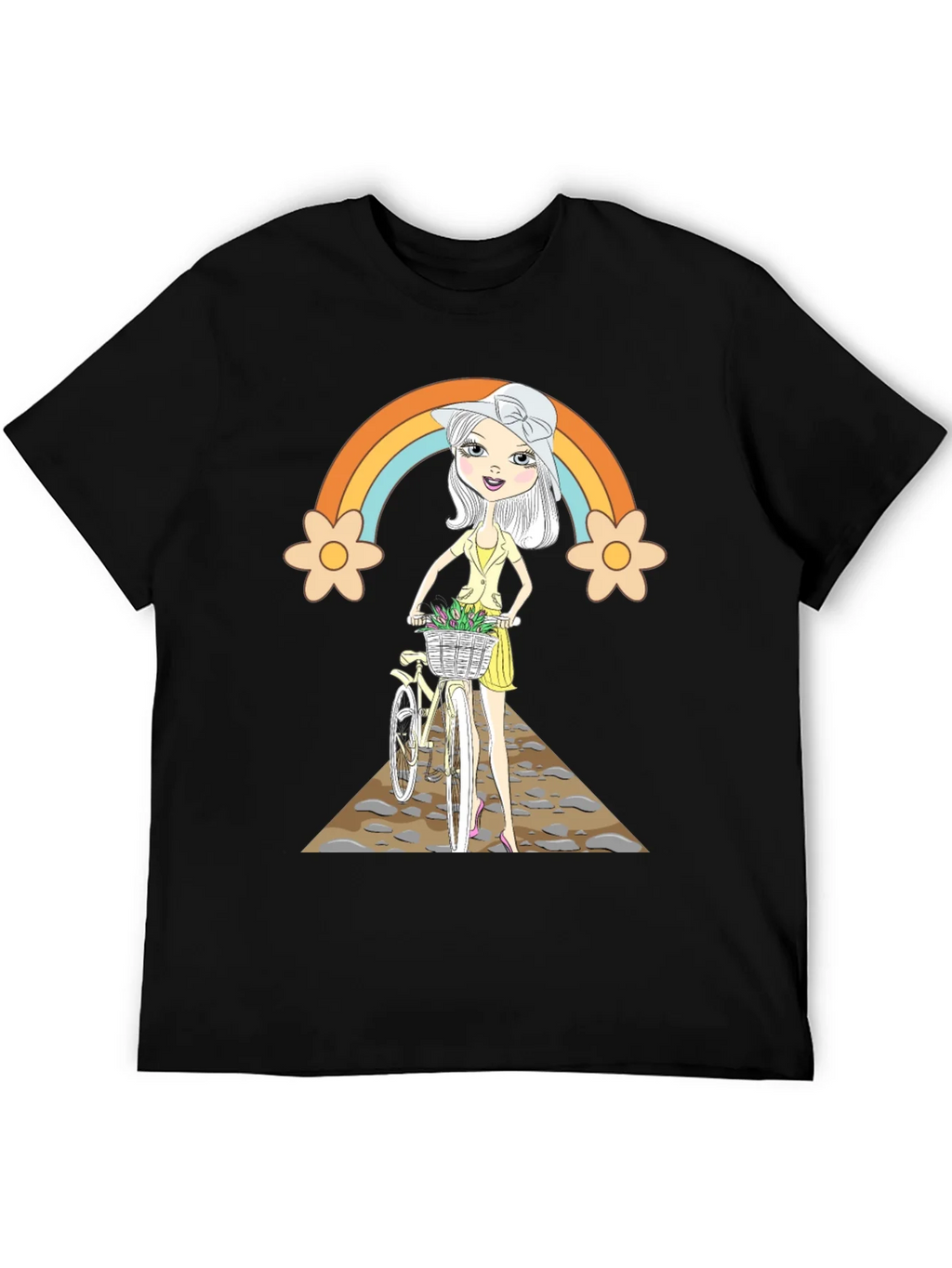 Rainbow Girl Bicycle T-Shirt - Stylish Graphic Tee product image 5