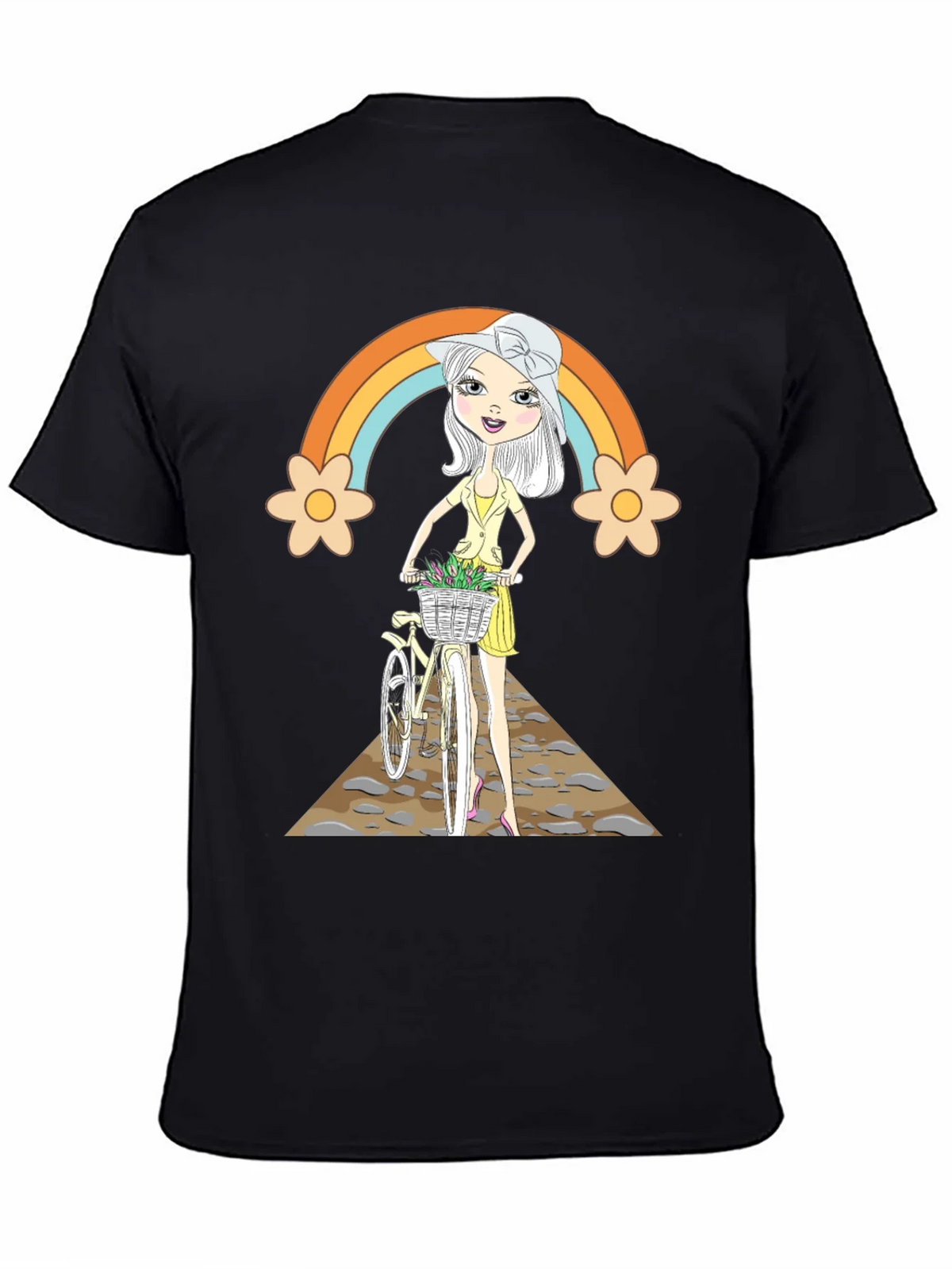 Rainbow Girl Bicycle T-Shirt - Stylish Graphic Tee product image 4