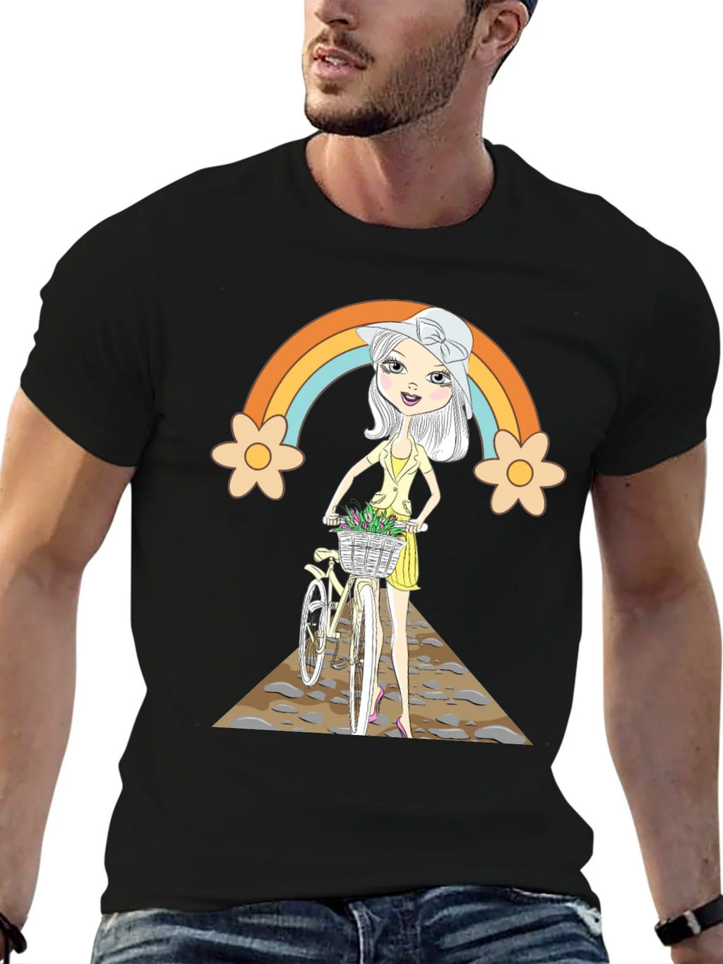 Rainbow Girl Bicycle T-Shirt - Stylish Graphic Tee product image 6