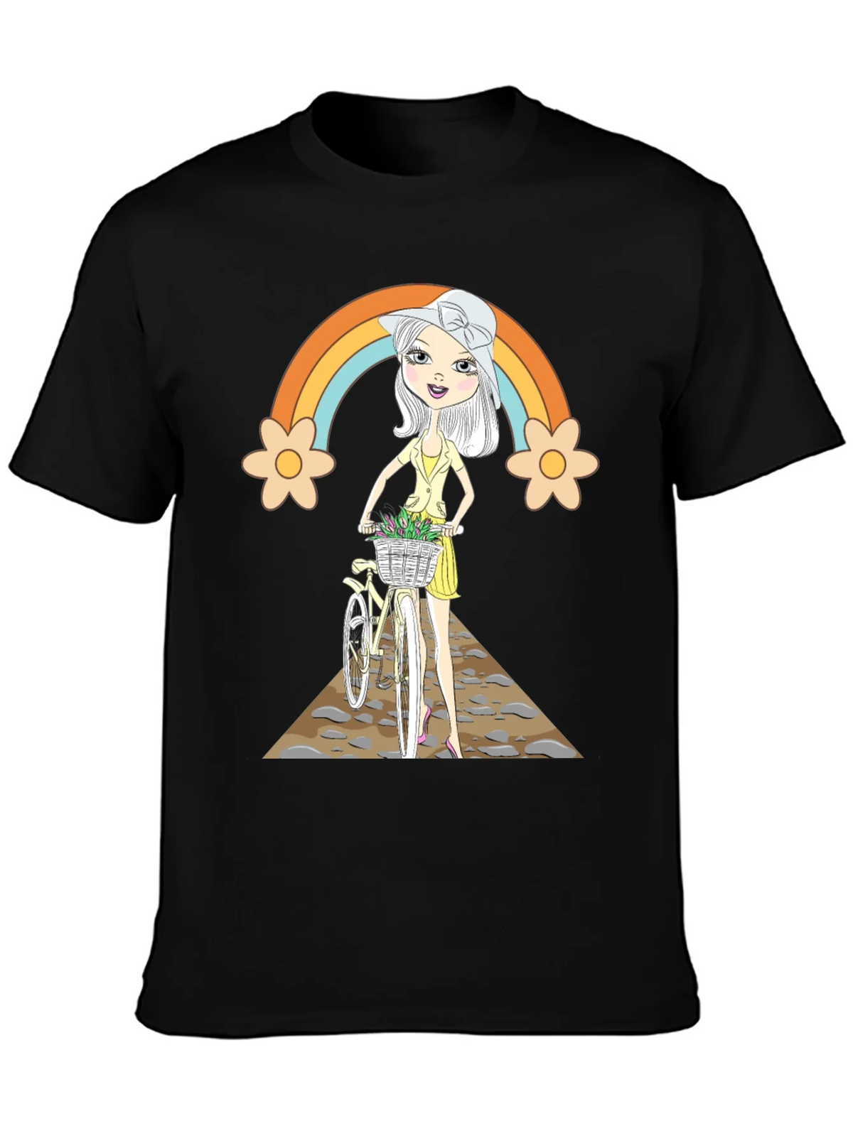 Rainbow Girl Bicycle T-Shirt - Stylish Graphic Tee product image 3