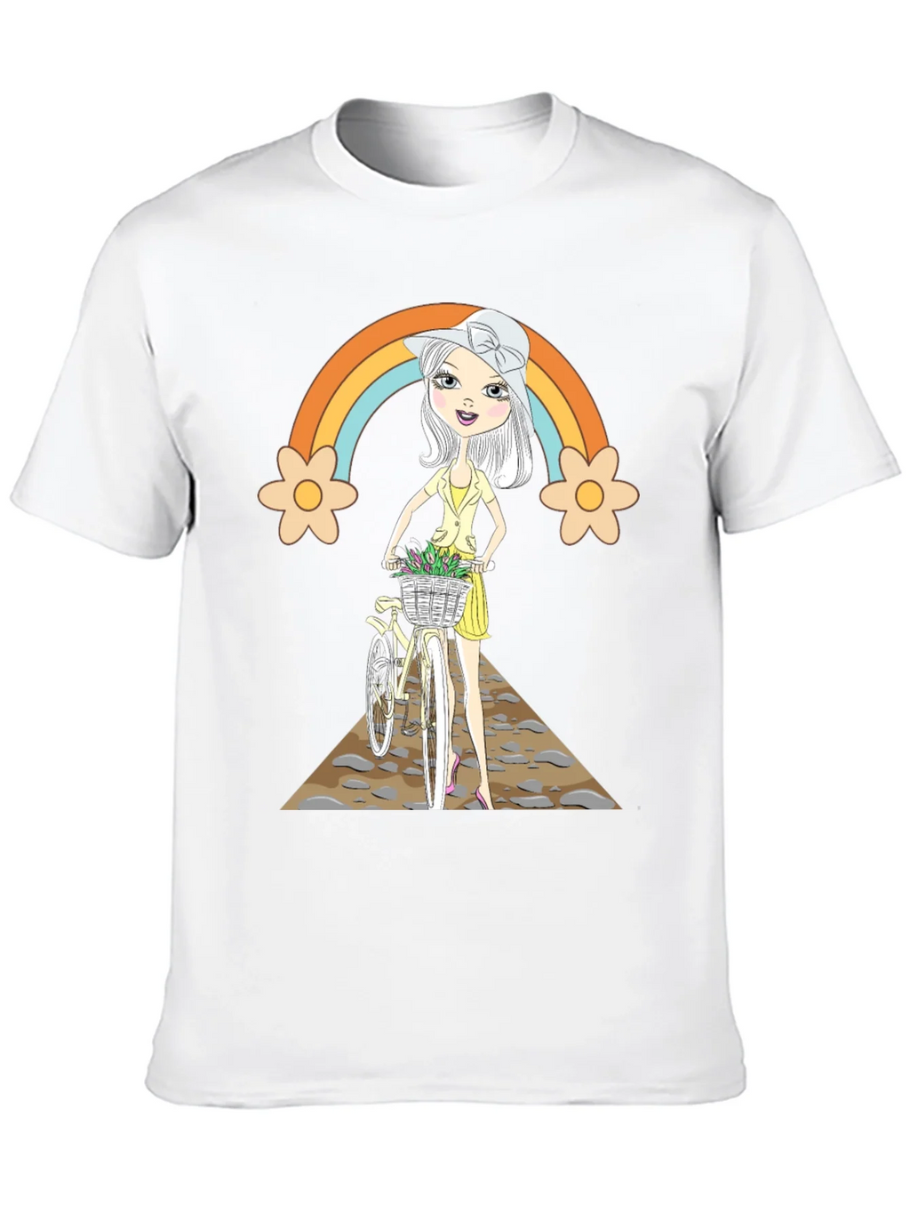 Rainbow Girl Bicycle T-Shirt - Stylish Graphic Tee product image 9