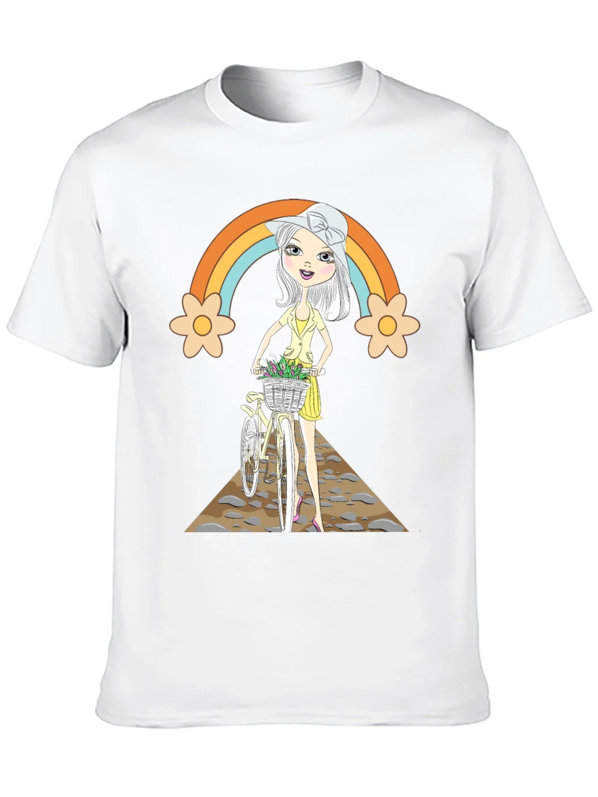 Rainbow Girl Bicycle T-Shirt - Stylish Graphic Tee product image 9