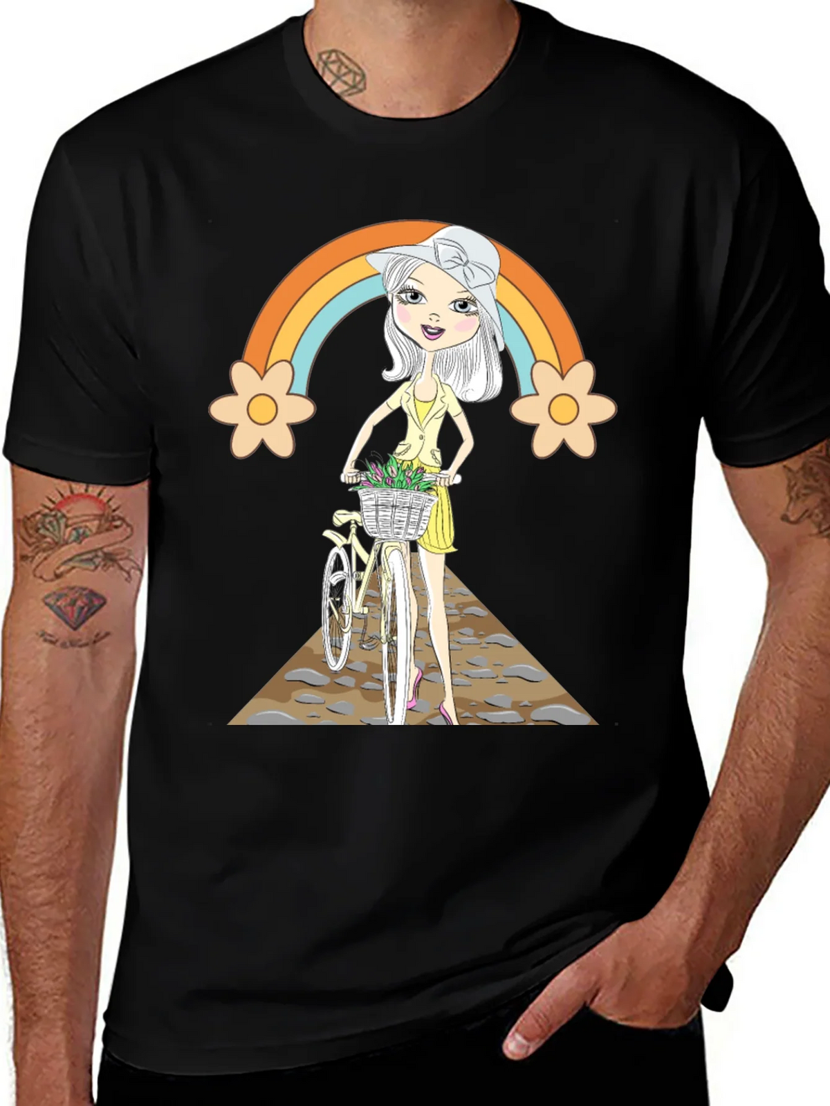 Rainbow Girl Bicycle T-Shirt - Stylish Graphic Tee product image 1