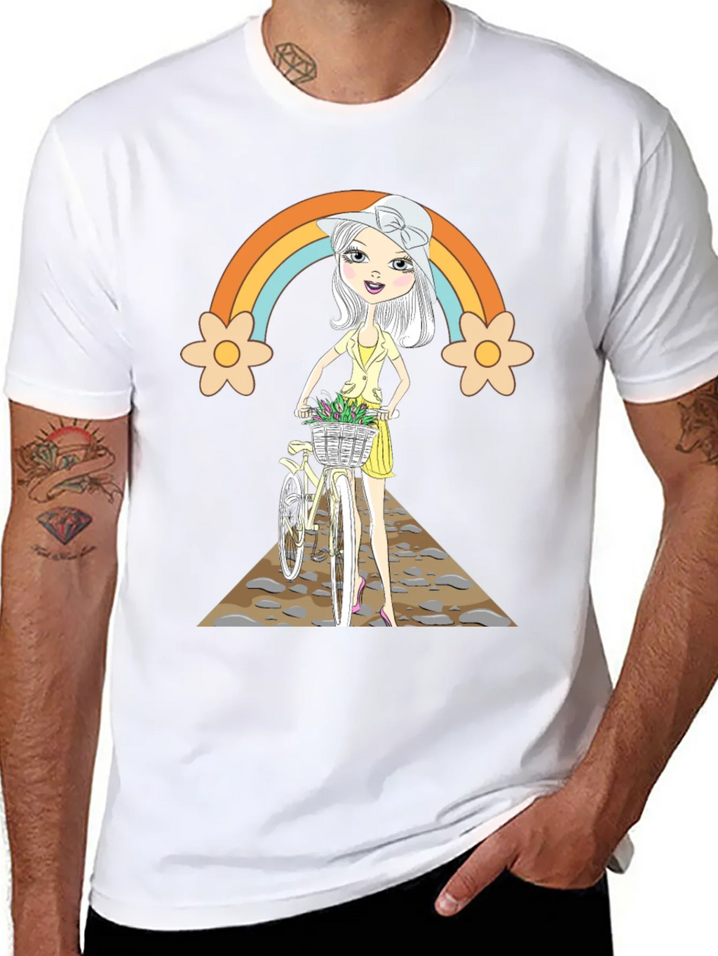 Rainbow Girl Bicycle T-Shirt - Stylish Graphic Tee product image 7