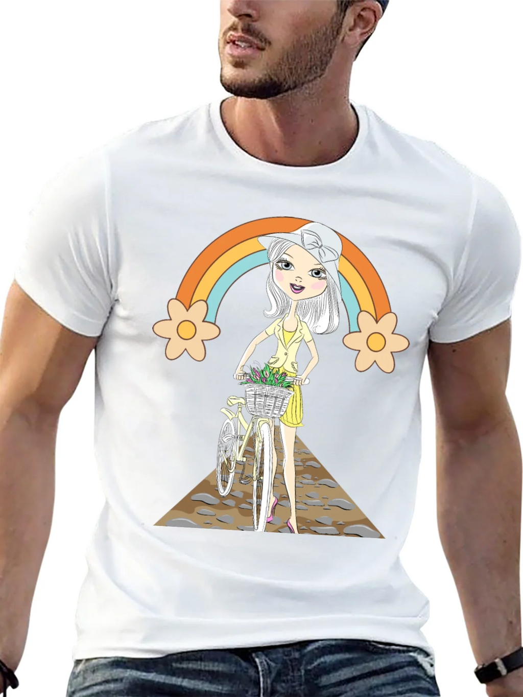 Rainbow Girl Bicycle T-Shirt - Stylish Graphic Tee product image 12