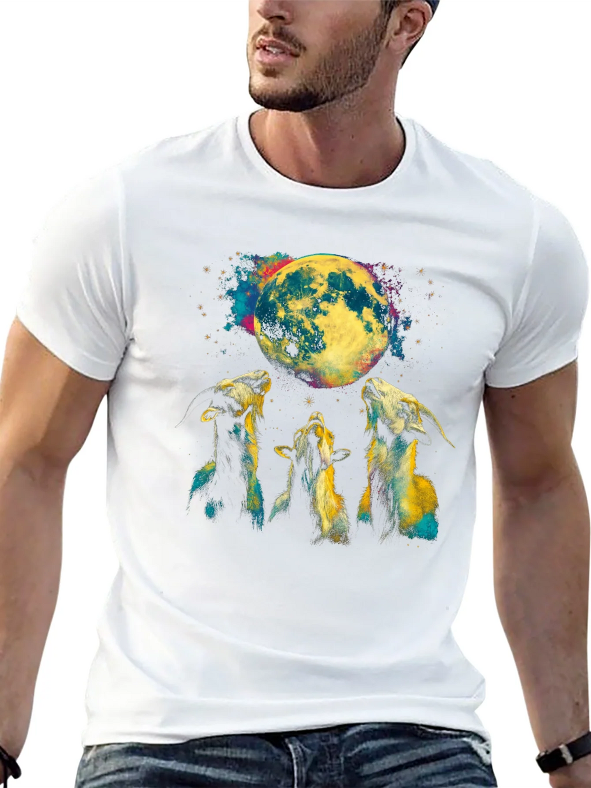 Goats Howling at Moon Graphic Tee - Black T-Shirt product image 12