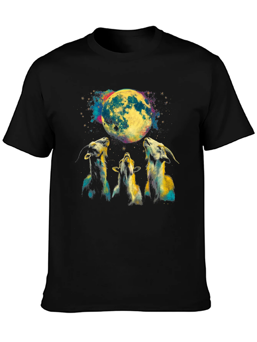 Goats Howling at Moon Graphic Tee - Black T-Shirt product image 3