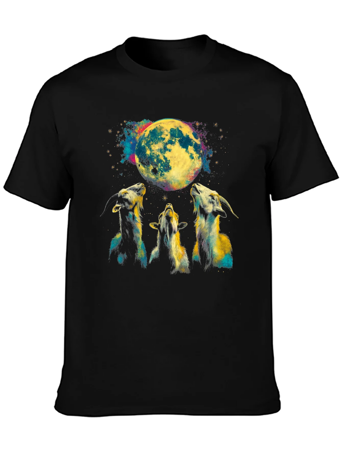 Goats Howling at Moon Graphic Tee - Black T-Shirt product image 3