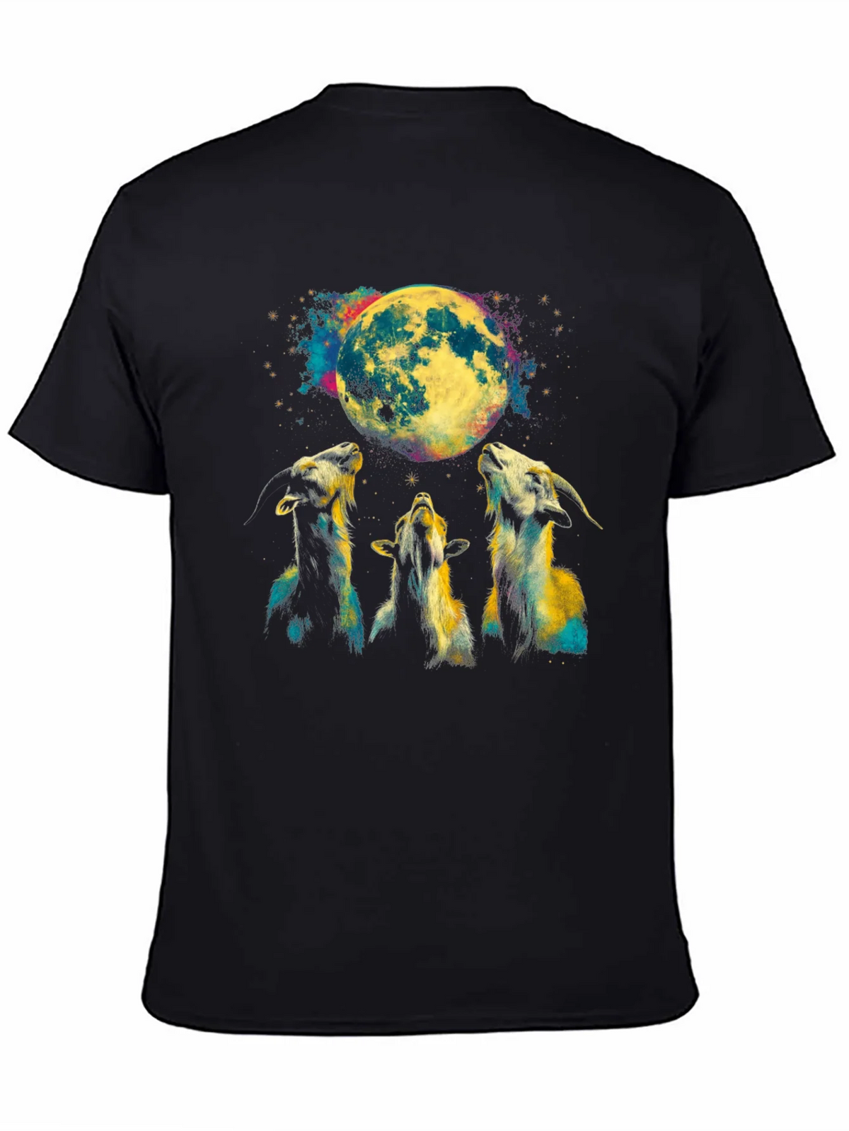 Goats Howling at Moon Graphic Tee - Black T-Shirt product image 4