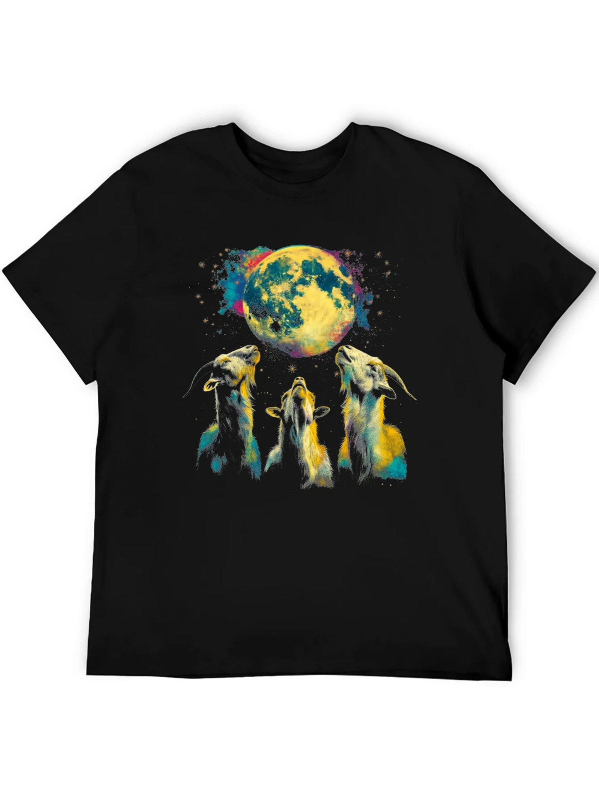 Goats Howling at Moon Graphic Tee - Black T-Shirt product image 5