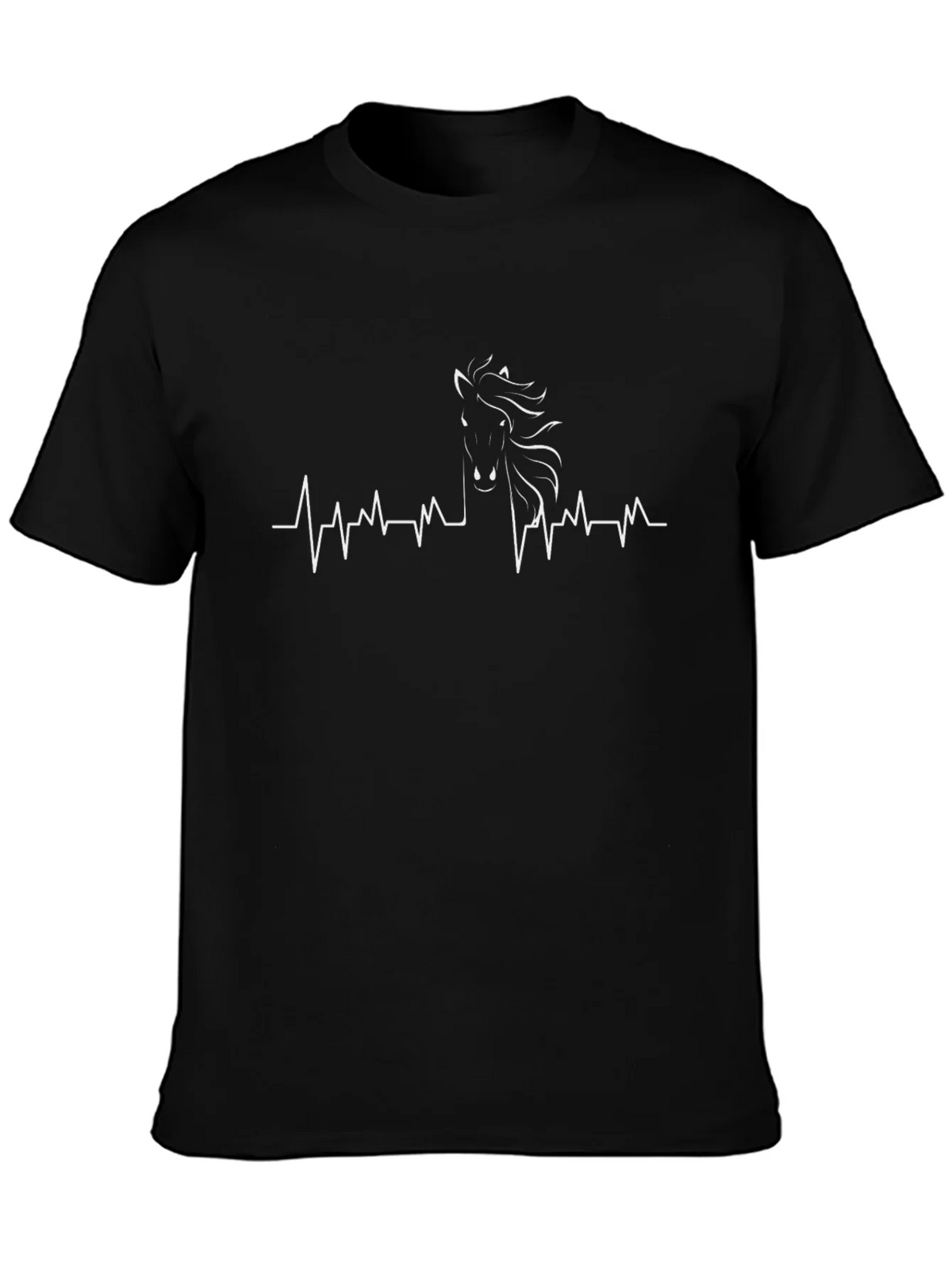Horse Heartbeat T-Shirt - Black Cotton Tee product image 3
