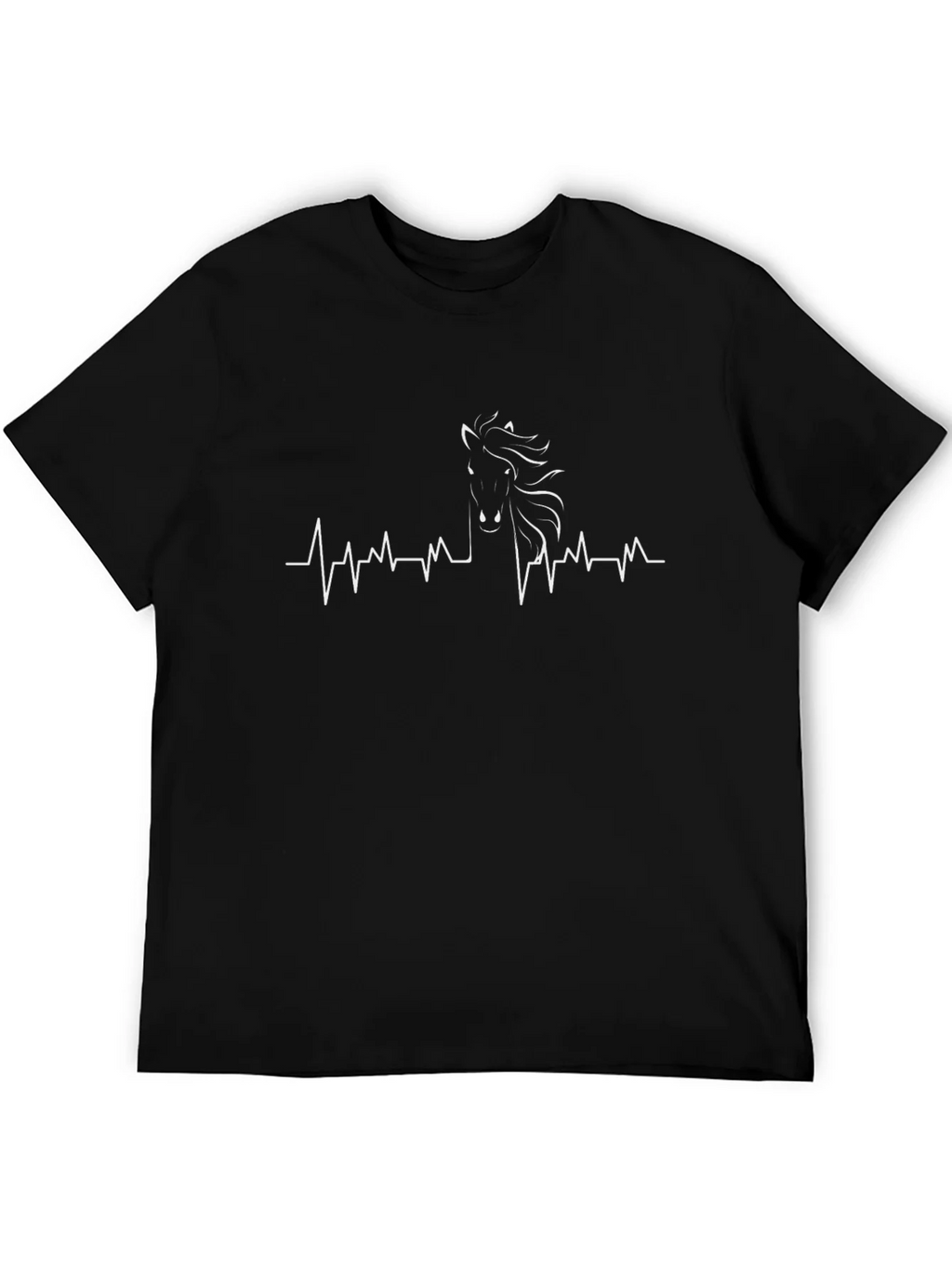 Horse Heartbeat T-Shirt - Black Cotton Tee product image 4