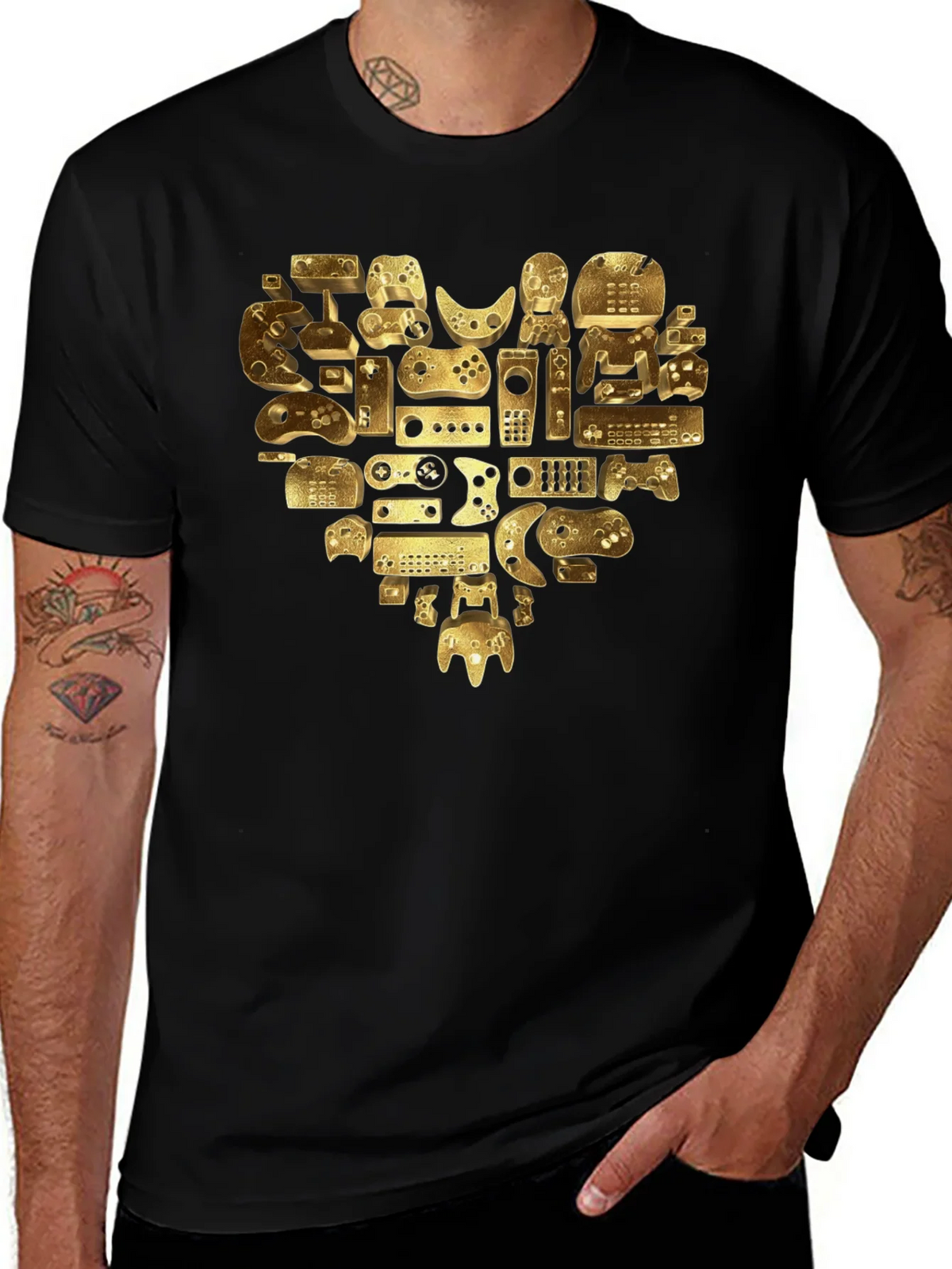 Gamer Heart T-Shirt - Golden Console Love Tee product image 1