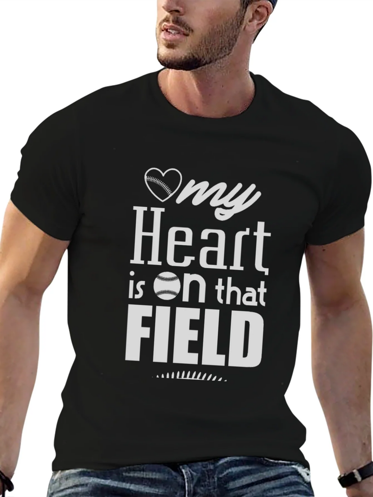 My Heart is on that Field Baseball T-Shirt product image 6
