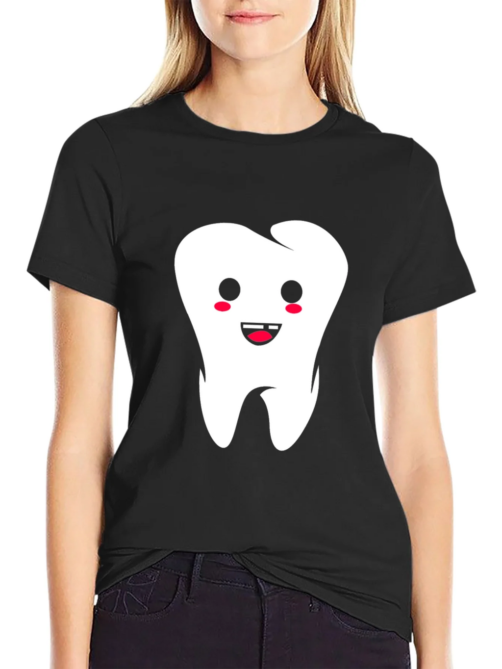 Cute Tooth Graphic Black T-Shirt product image 2