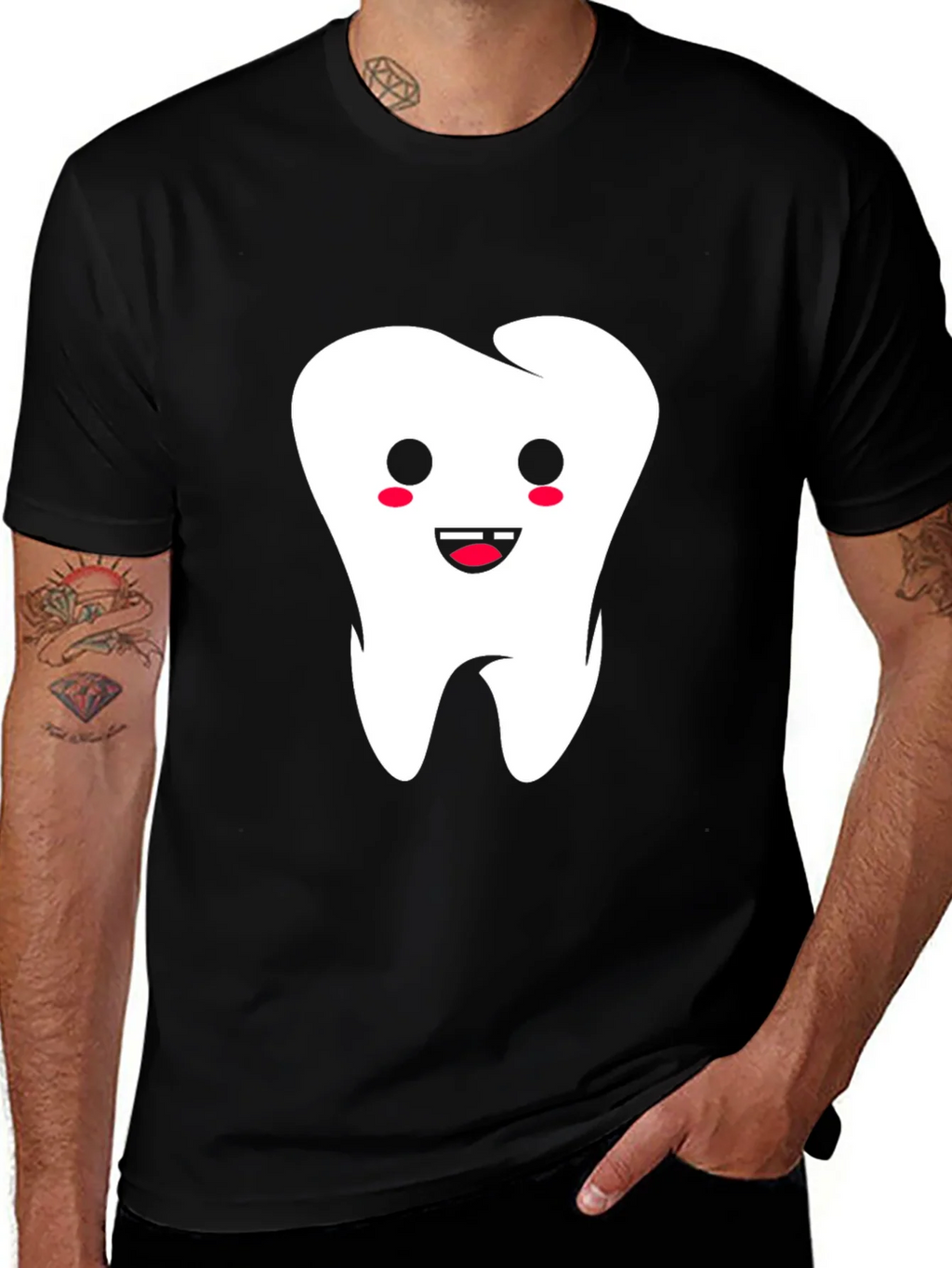 Cute Tooth Graphic Black T-Shirt product image 1