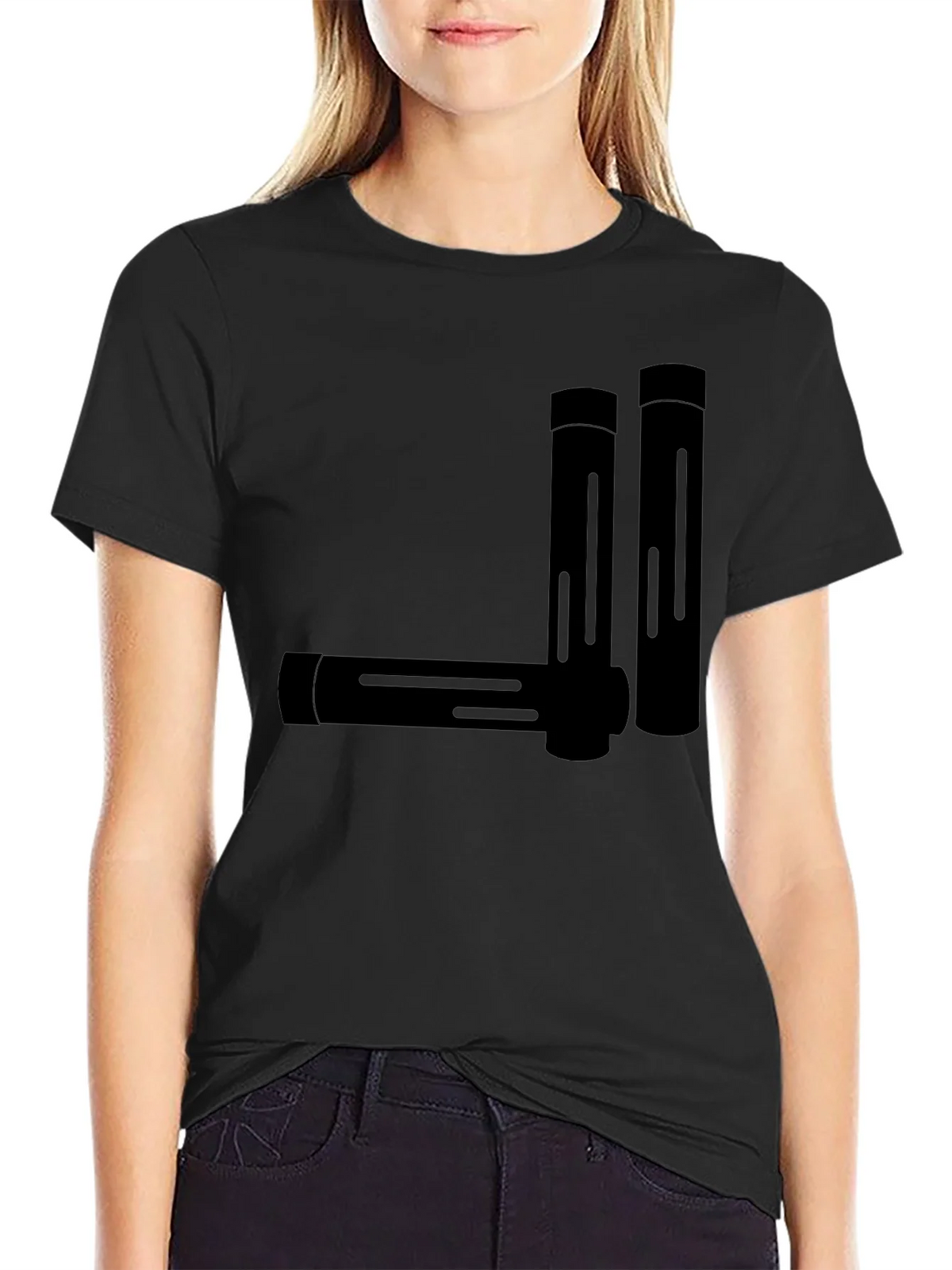 Minimalist Geometric Tubes Black T-Shirt product image 2
