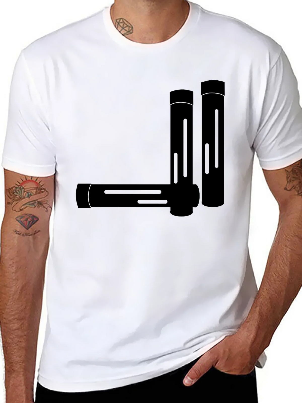 Minimalist Geometric Tubes Black T-Shirt product image 5