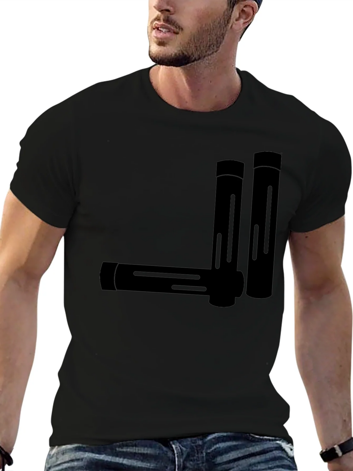 Minimalist Geometric Tubes Black T-Shirt product image 4