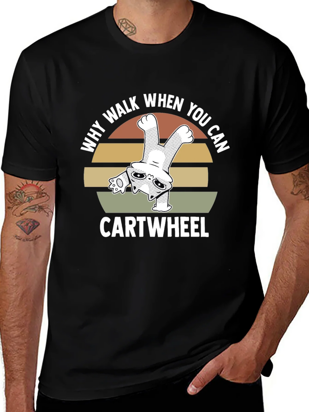 Why Walk When You Can Cartwheel Cat T-Shirt product image 1