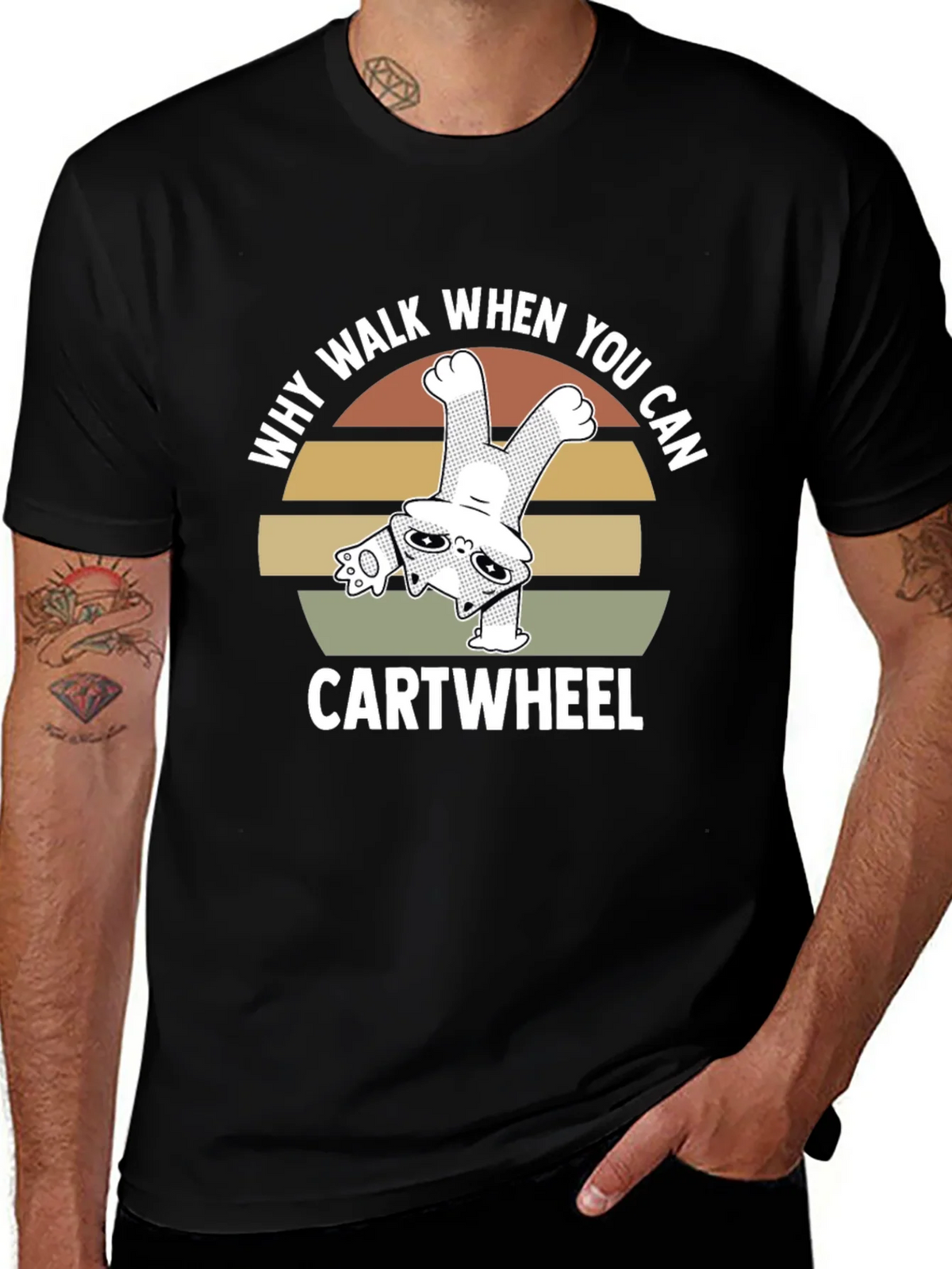 Why Walk When You Can Cartwheel Cat T-Shirt product image 1