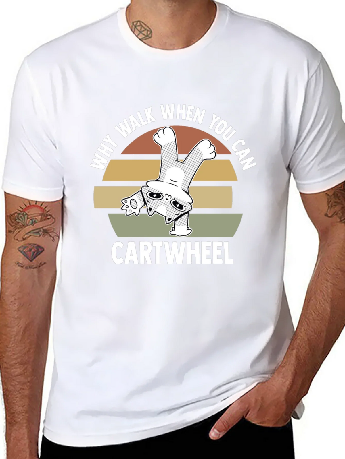Why Walk When You Can Cartwheel Cat T-Shirt product image 7