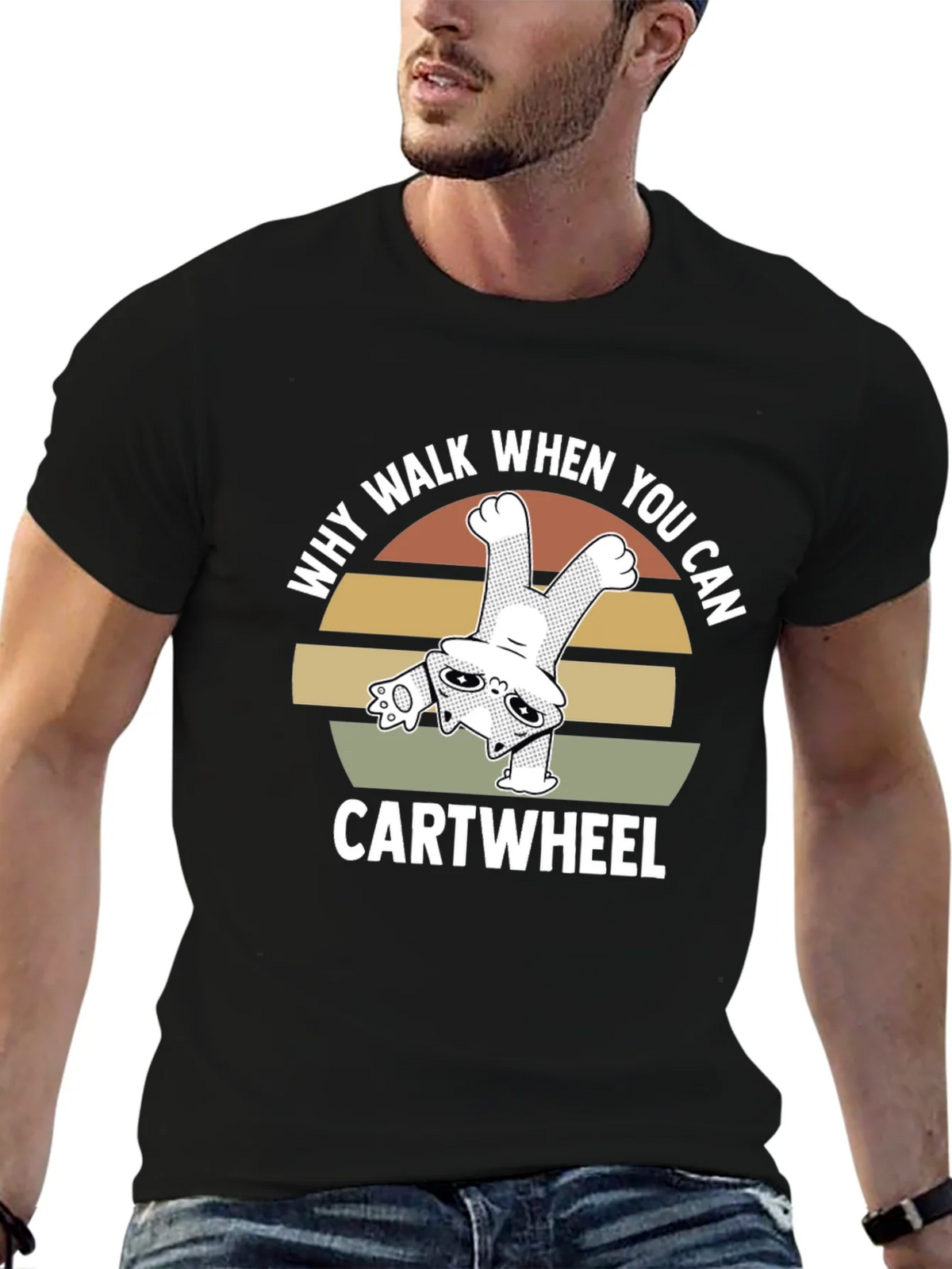 Why Walk When You Can Cartwheel Cat T-Shirt product image 6