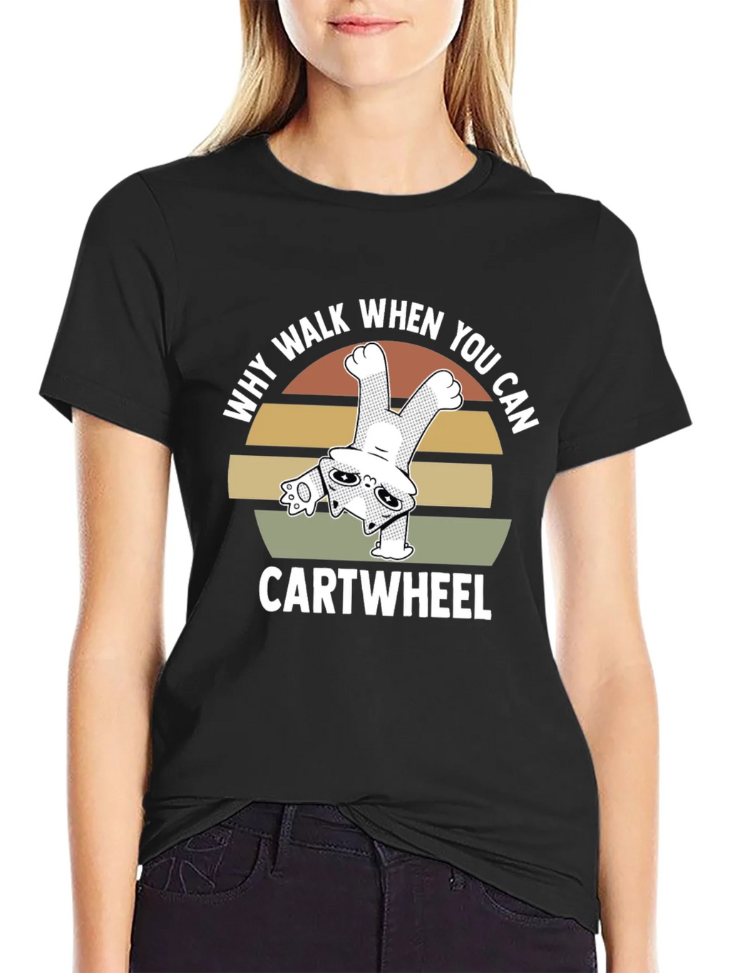 Why Walk When You Can Cartwheel Cat T-Shirt product image 2