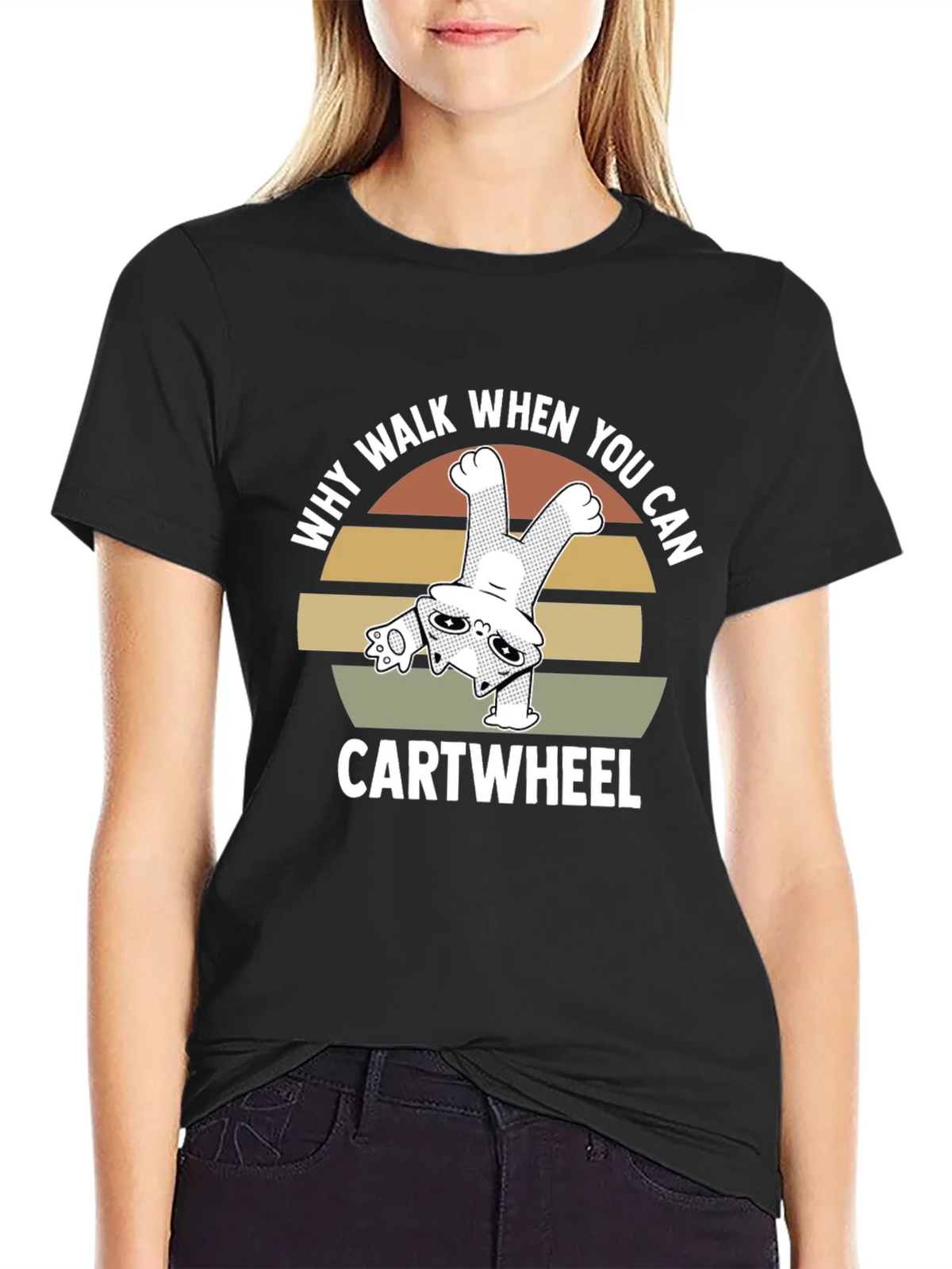 Why Walk When You Can Cartwheel Cat T-Shirt product image 2