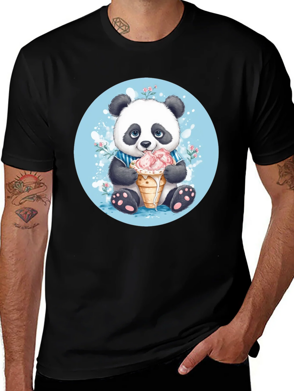 Cute Panda Ice Cream T-Shirt product image 1