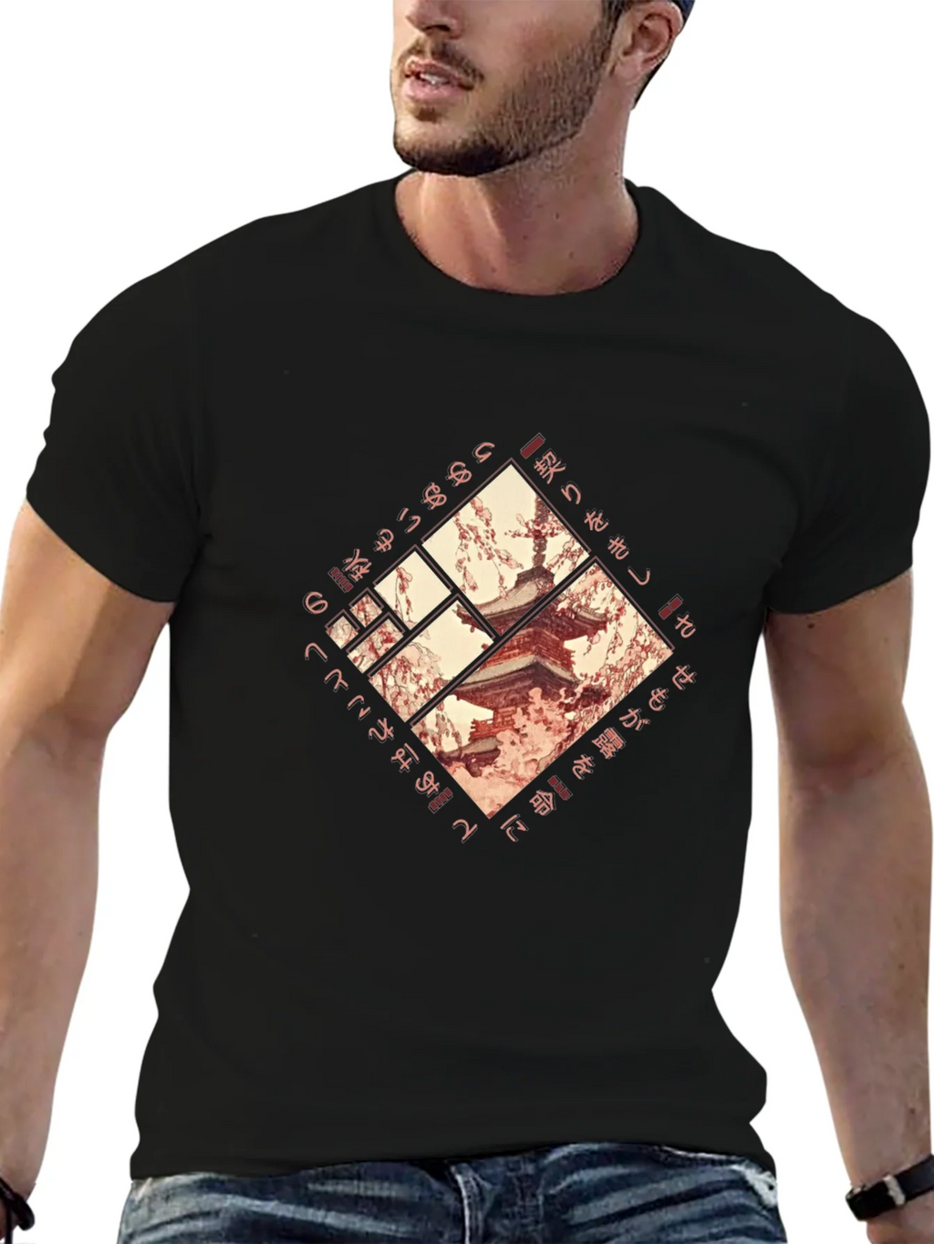 Japanese Pagoda T-Shirt - Black Graphic Tee product image 6