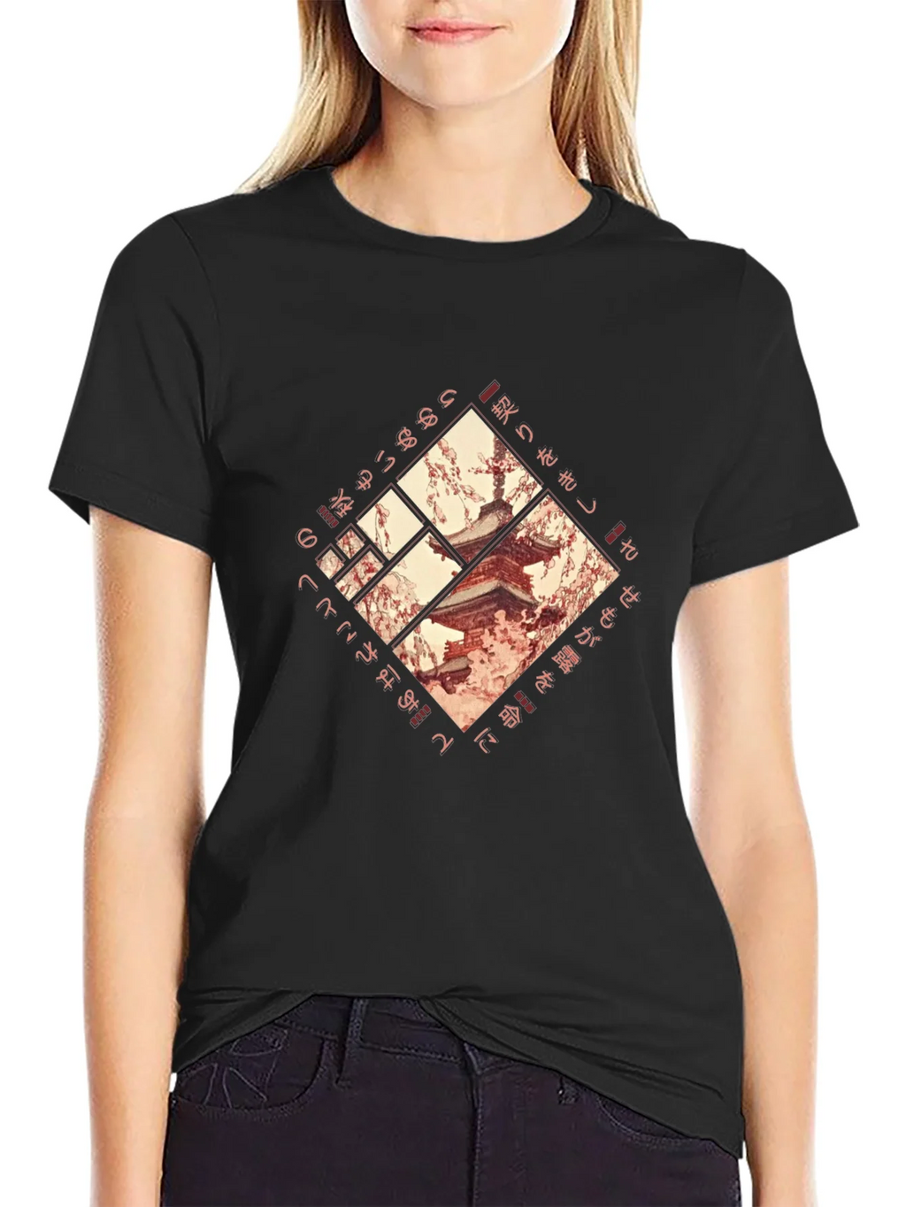 Japanese Pagoda T-Shirt - Black Graphic Tee product image 2