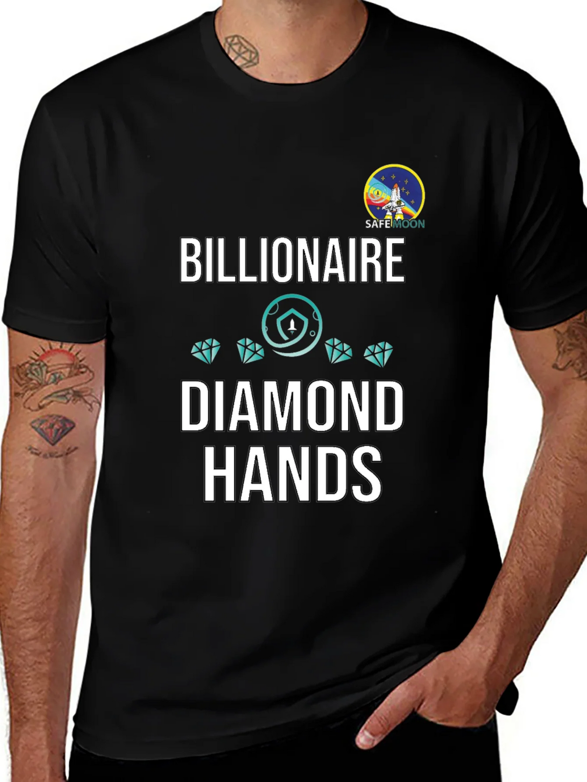 Billionaire Diamond Hands Safemoon Black T-Shirt product image 1